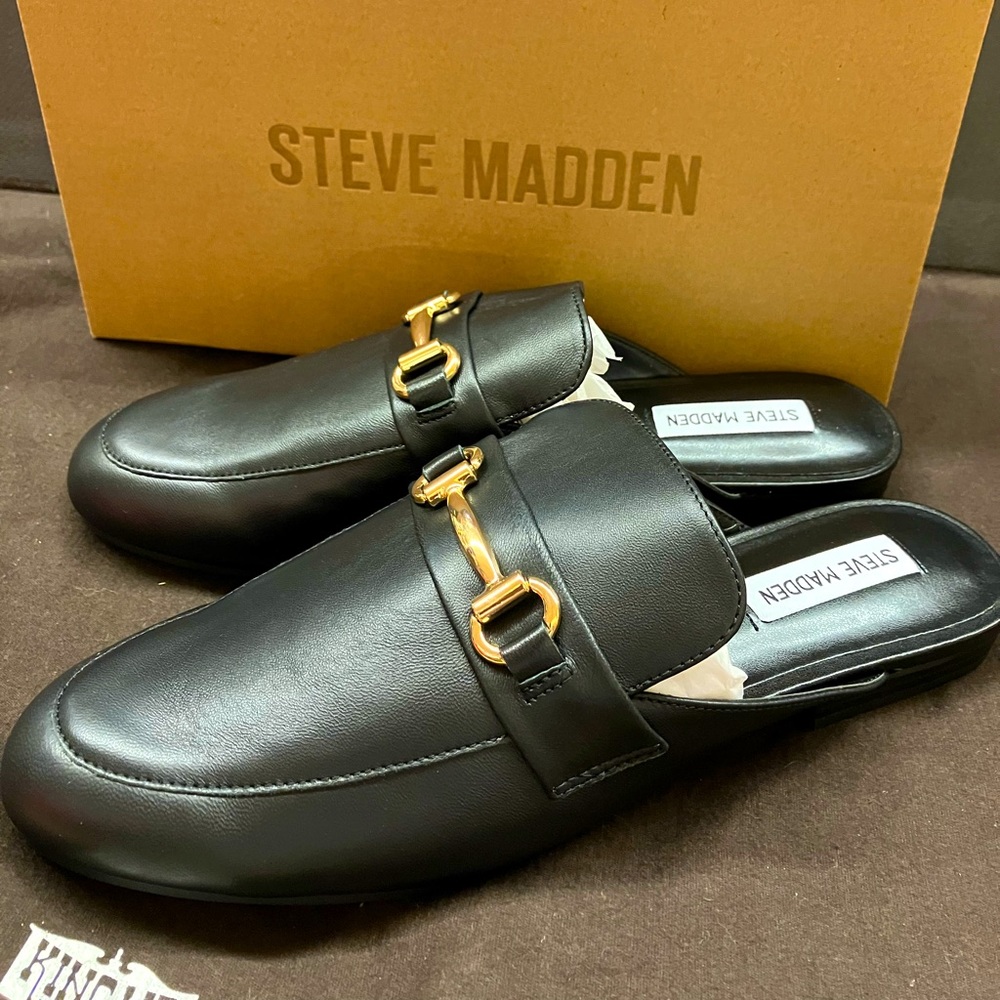 Steve Madden Kandi Black Leather women’s loafers size 10